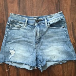 High rise Light watch stretchy jean shorts